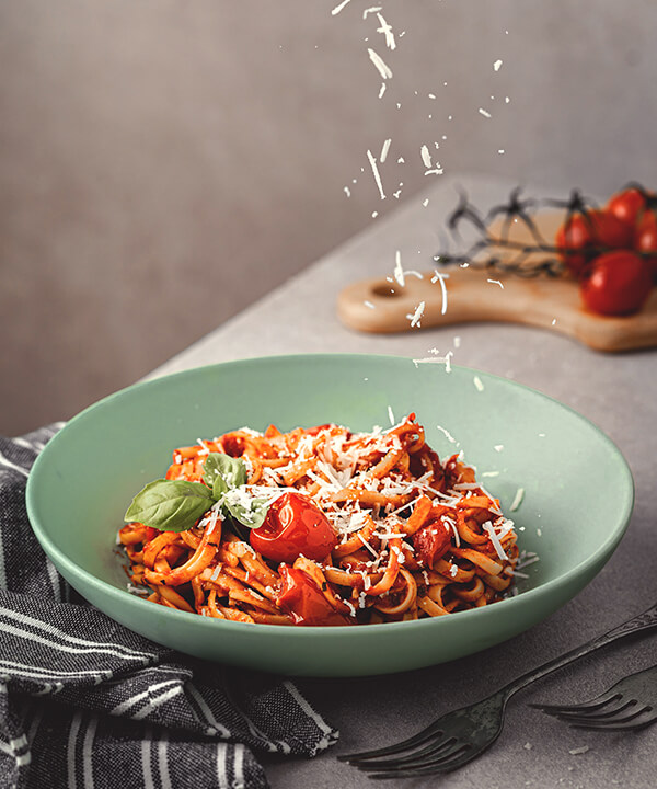 Marinara Fettuccine with fresh basil and parmesan