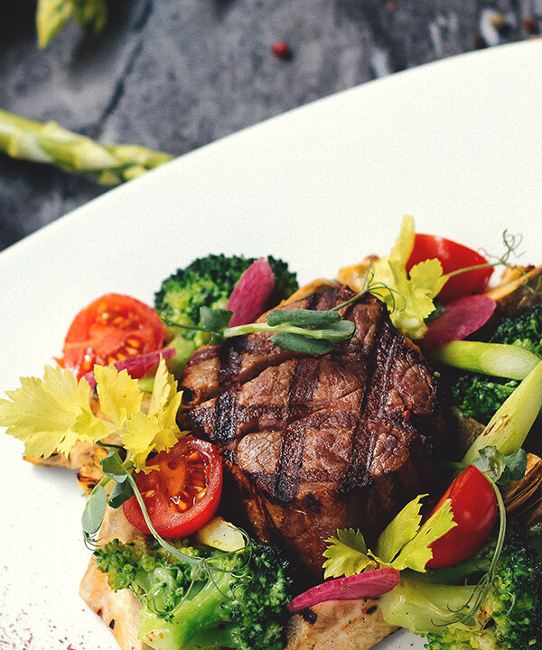 Grilled Sirloin Steak with fresh herbs and butter